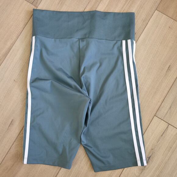 Adidas Prime Blue Gray Blue 3 Stripe Cycling Shorts Women Sz M - Picture 4 of 8